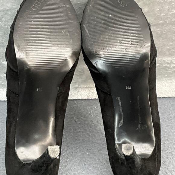 Guess 90s Y2K Dressy Black Suede Peep Toe Stiletto Heel Women 9 - Picture 8 of 8